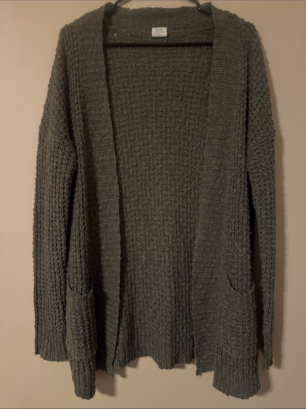 Full Tilt Olive Green Open Front Knit Cardigan